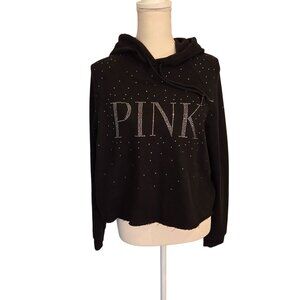 Victoria's Secret PINK Everyday Fleece Bling Rhinestone Crop Hoodie Women Medium